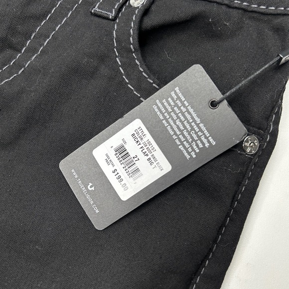 True Religion | Ricky Big T Relaxed Straight Flap Body Rinse Black NWT Size 27 - Picture 5 of 7